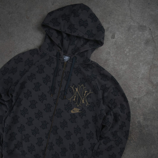 Nike Vintage Allover NK Monogram Full Zip Hoodie Brown (M)