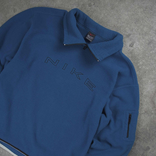 Nike Vintage Spellout 1/4 Zip Fleece Blue (L)