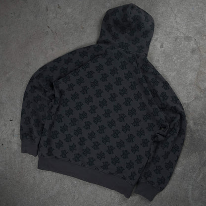 Nike Vintage Allover NK Monogram Full Zip Hoodie Brown (XL)