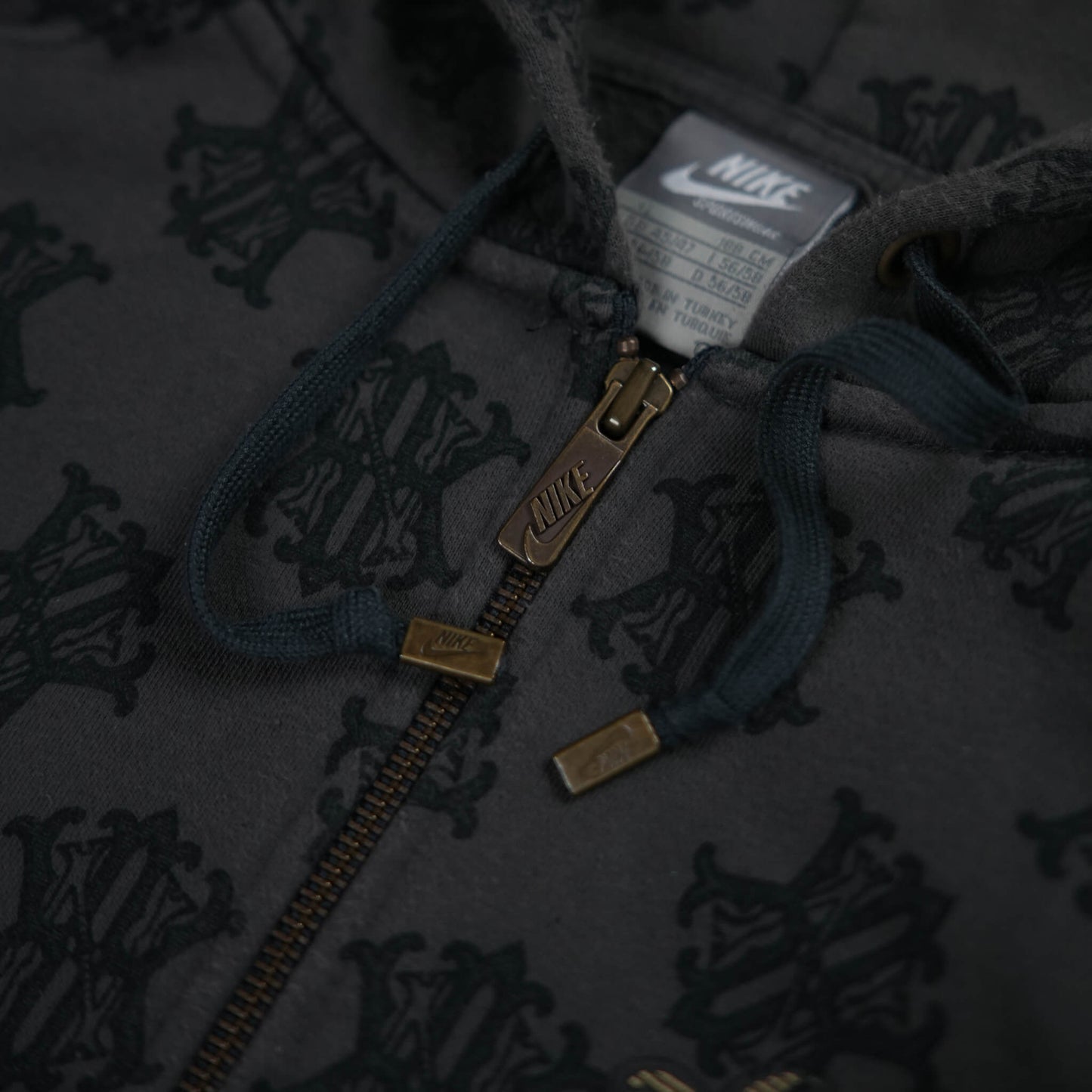 Nike Vintage Allover NK Monogram Full Zip Hoodie Brown (XL)