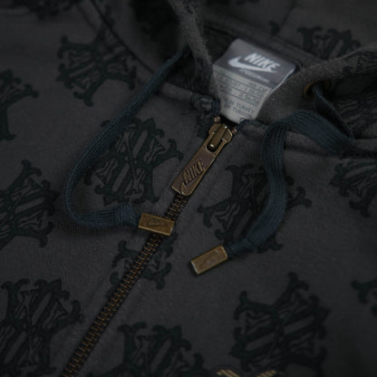 Nike Vintage Allover NK Monogram Full Zip Hoodie Brown (XL)