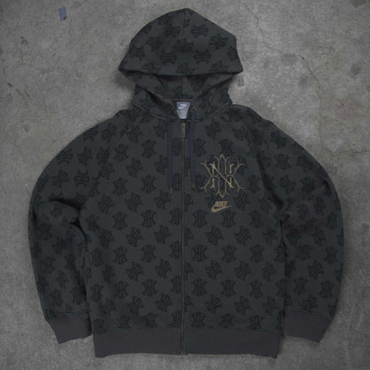Nike Vintage Allover NK Monogram Full Zip Hoodie Brown (M)