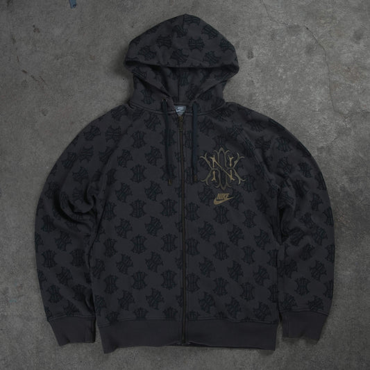 Nike Vintage Allover NK Monogram Full Zip Hoodie Brown (M)