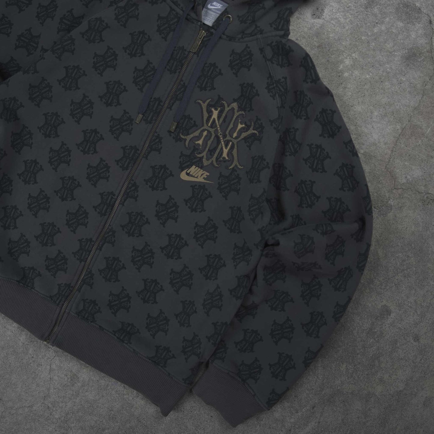 Nike Vintage Allover NK Monogram Full Zip Hoodie Brown (M)