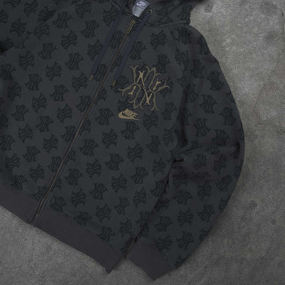 Nike Vintage Allover NK Monogram Full Zip Hoodie Brown (M)