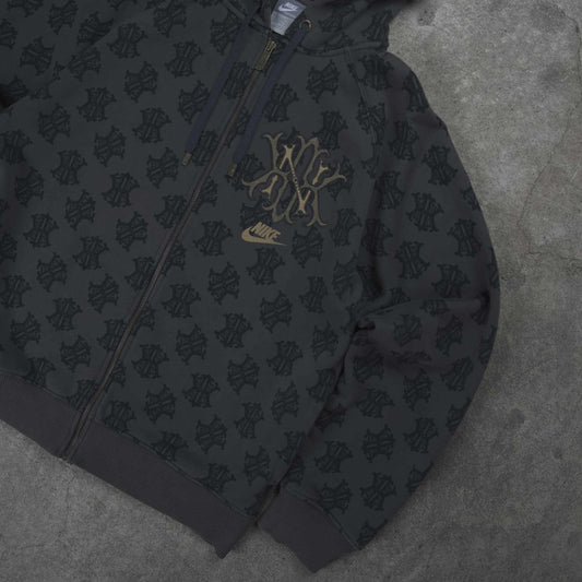 Nike Vintage Allover NK Monogram Full Zip Hoodie Brown (M)