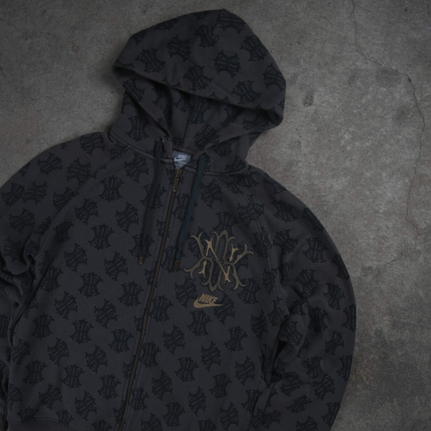 Nike Vintage Allover NK Monogram Full Zip Hoodie Brown (M)