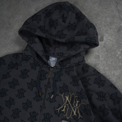 Nike Vintage Allover NK Monogram Full Zip Hoodie Brown (XL)