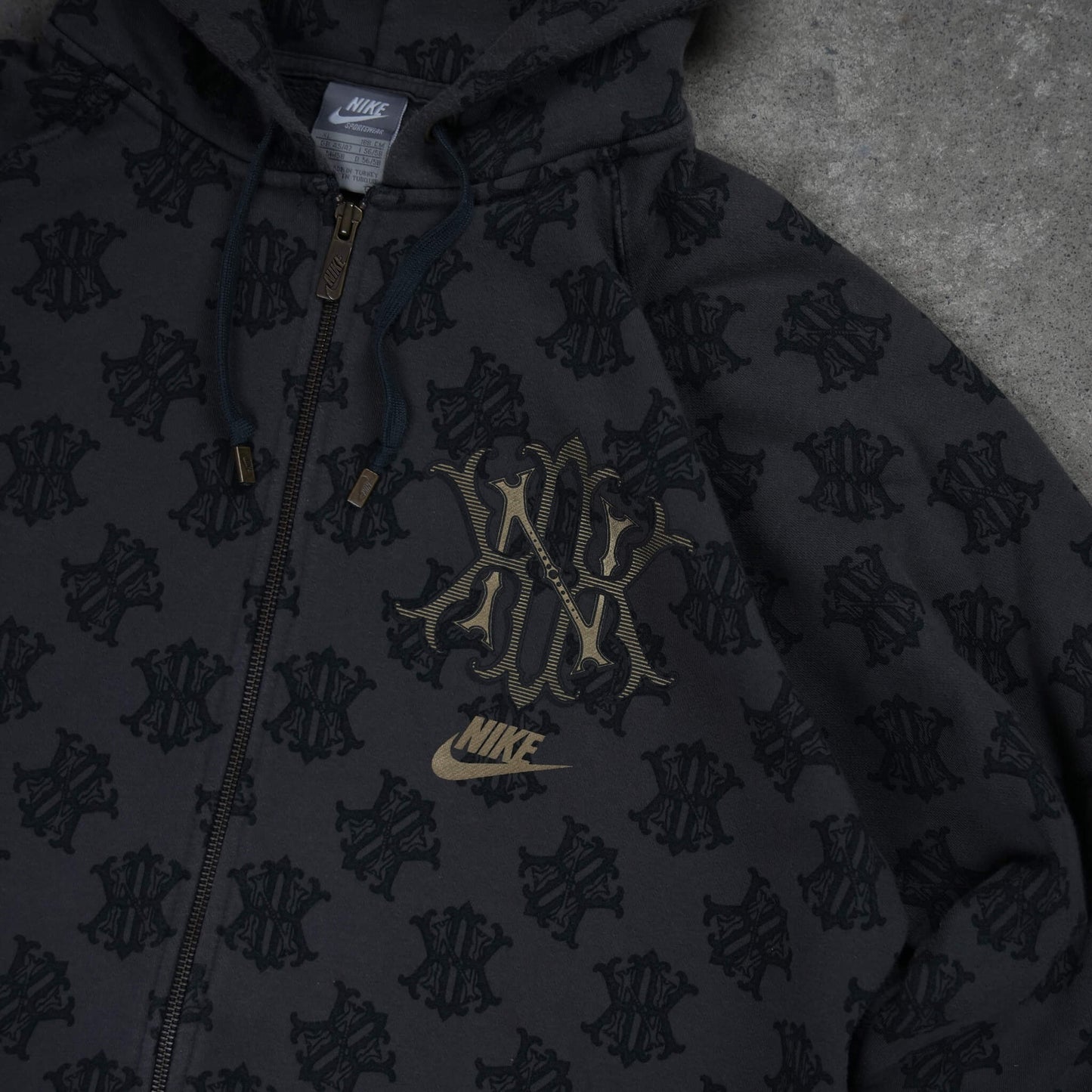 Nike Vintage Allover NK Monogram Full Zip Hoodie Brown (XL)