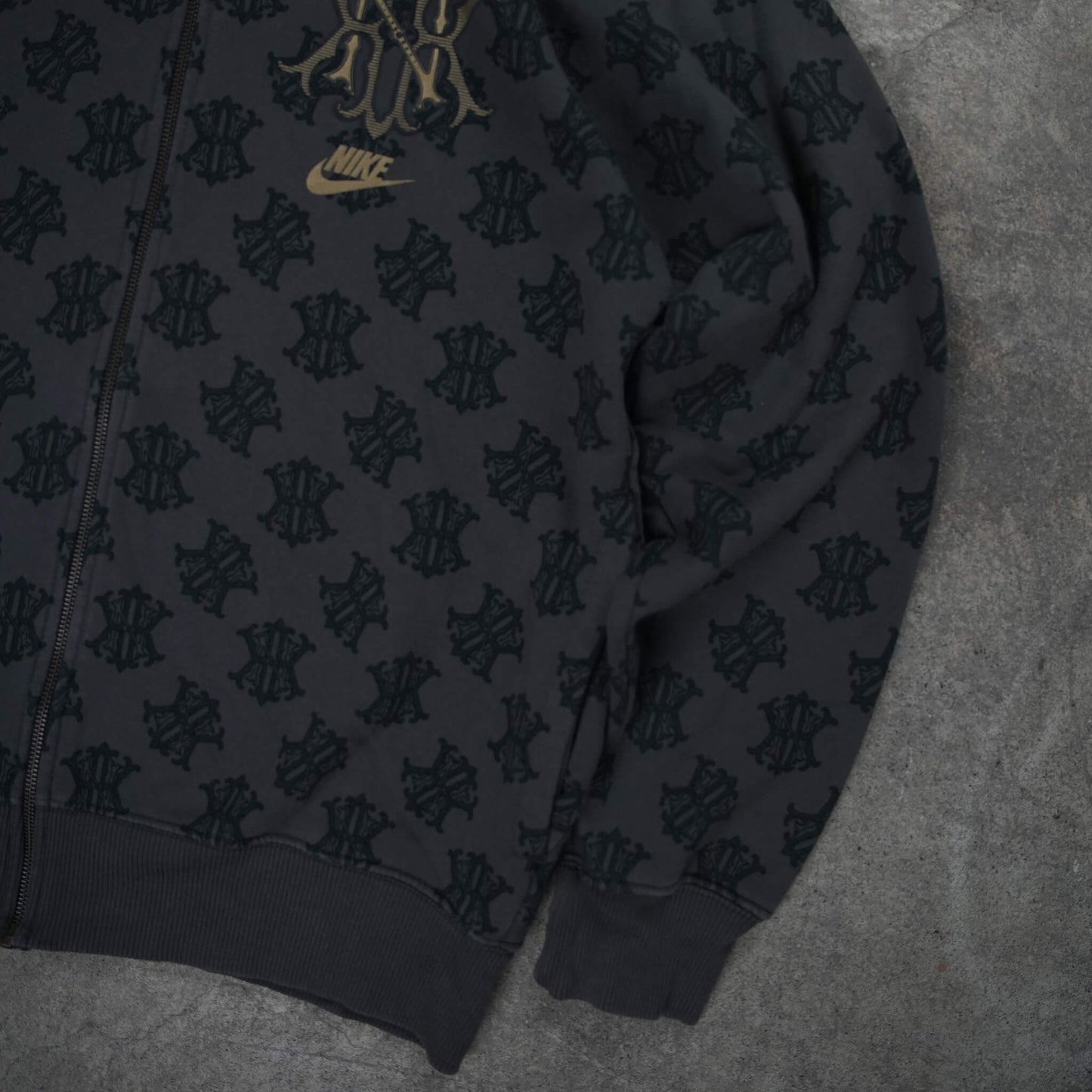 Nike Vintage Allover NK Monogram Full Zip Hoodie Brown (XL)