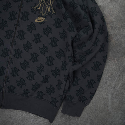 Nike Vintage Allover NK Monogram Full Zip Hoodie Brown (XL)