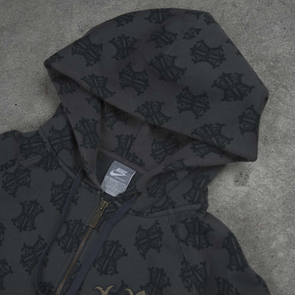 Nike Vintage Allover NK Monogram Full Zip Hoodie Brown (M)