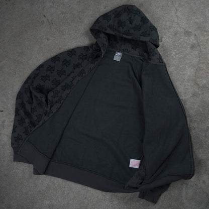 Nike Vintage Allover NK Monogram Full Zip Hoodie Brown (XL)