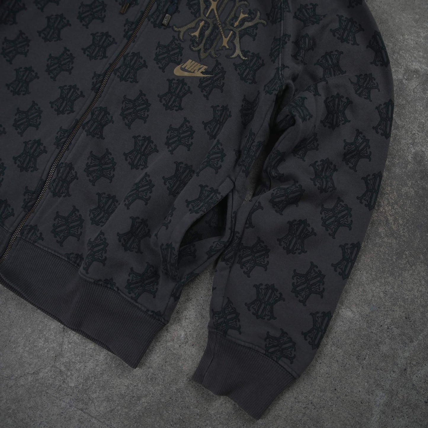 Nike Vintage Allover NK Monogram Full Zip Hoodie Brown (M)