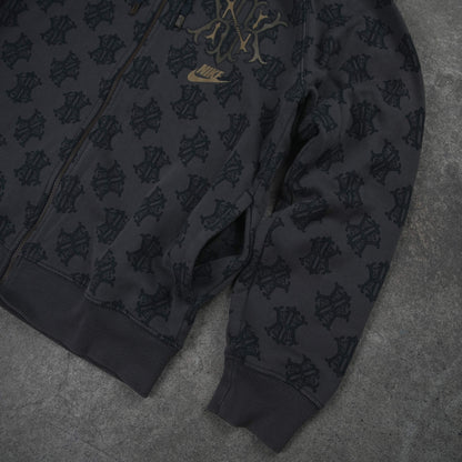 Nike Vintage Allover NK Monogram Full Zip Hoodie Brown (M)