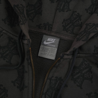 Nike Vintage Allover NK Monogram Full Zip Hoodie Brown (M)