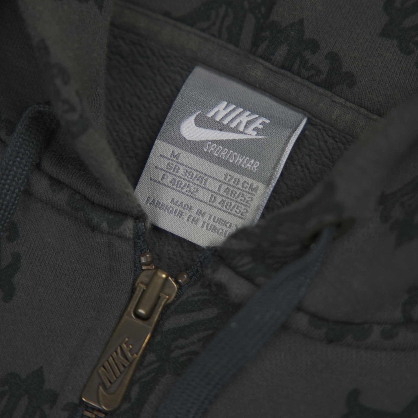 Nike Vintage Allover NK Monogram Full Zip Hoodie Brown (M)