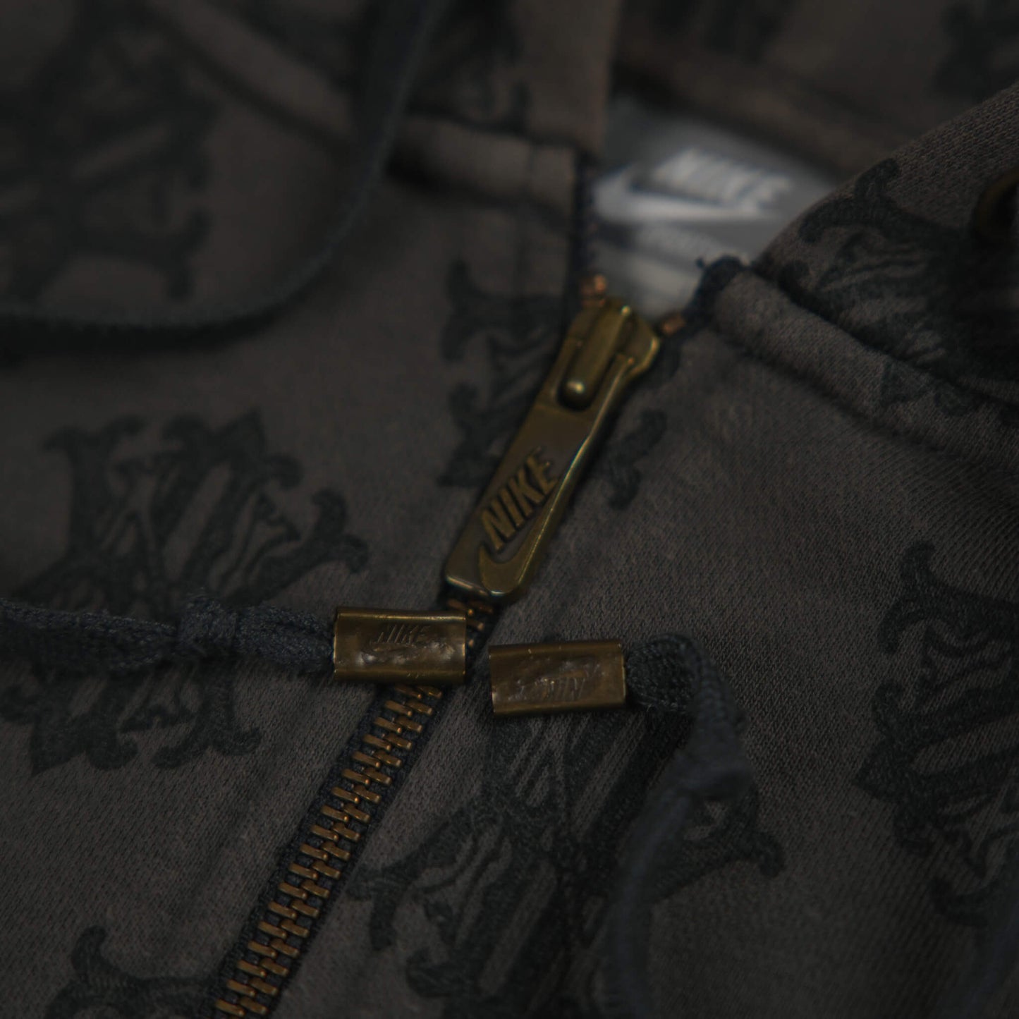Nike Vintage Allover NK Monogram Full Zip Hoodie Brown (M)