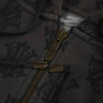 Nike Vintage Allover NK Monogram Full Zip Hoodie Brown (M)