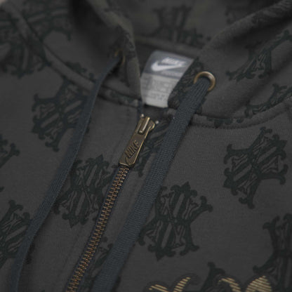 Nike Vintage Allover NK Monogram Full Zip Hoodie Brown (M)