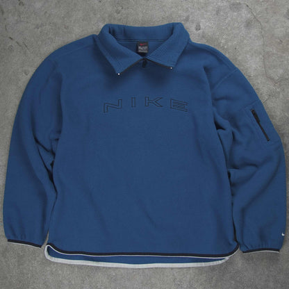 Nike Vintage Spellout 1/4 Zip Fleece Blue (L)