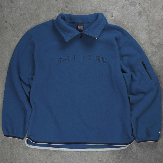 Nike Vintage Spellout 1/4 Zip Fleece Blue (L)
