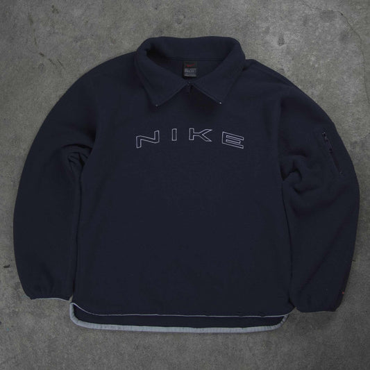 Nike Vintage Spellout 1/4 Zip Fleece Navy (S)